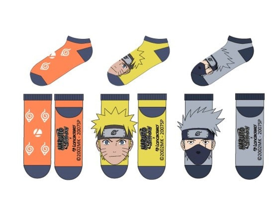 Kleding NARUTO | Naruto - Naruto & Kakashi - Pack Of 3 Man Low Socks (T27/30)