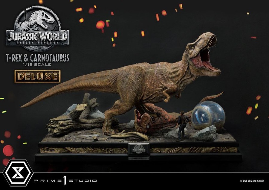 Figuren Prime 1 Studio | Jurassic World - T-Rex & Carnotaurus Deluxe - Statue '49X90X51Cm'