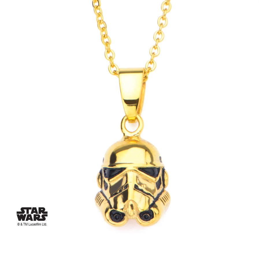 Accessoires S1 Studio | Star Wars - Gold Pvd Plated 3D Stormtrooper Pendant With Chain