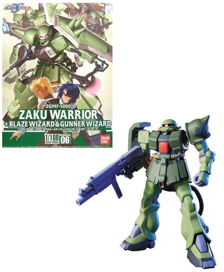 Figuren Bandai Model Kit | Gundam - 1/100 Zaku Warrior + Blaze Wizard & Gunner Wizard - Model Kit