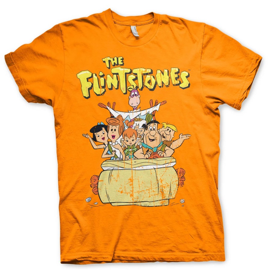 Kleding ShopForGeek | The Flintstones - T-Shirt Flintstones Family - Orange (L)